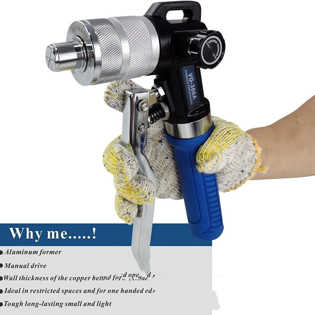 VG-300 style hydraulic tube expander tool for refrigeration maintenance made from alloy steel.