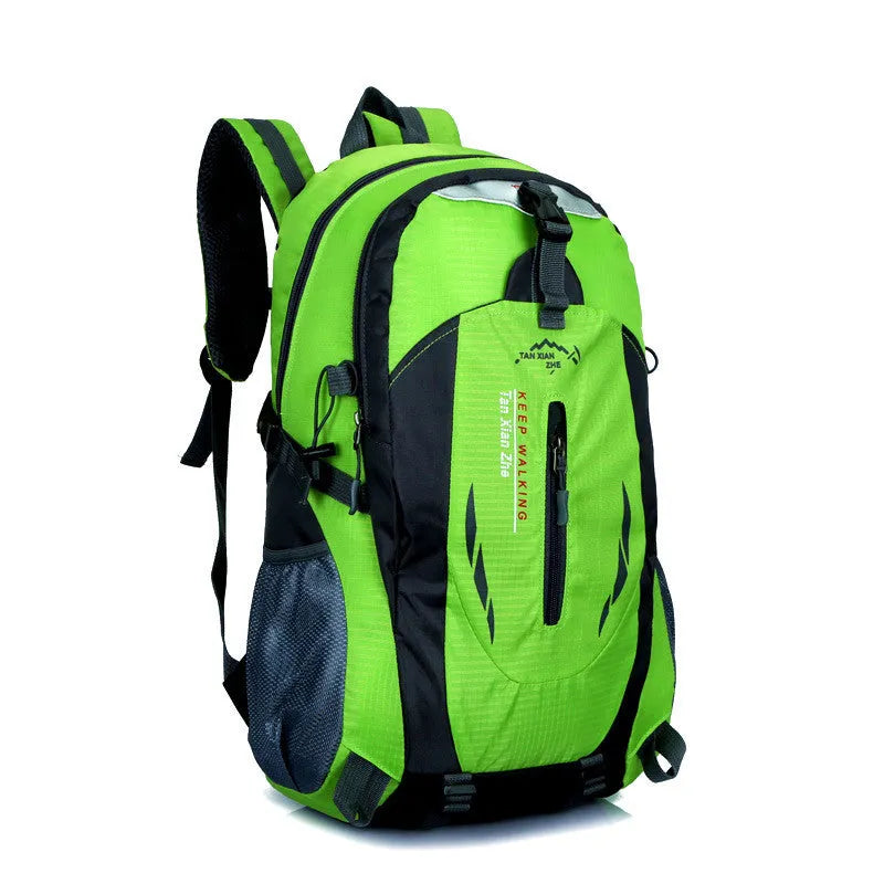 Large black Oxford cloth travel backpack showing front view with straps and soft handle.
