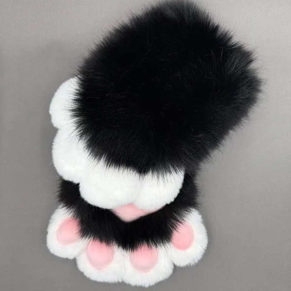 Colourful nylon animal claw cosplay gloves in multiple colour options on a hand