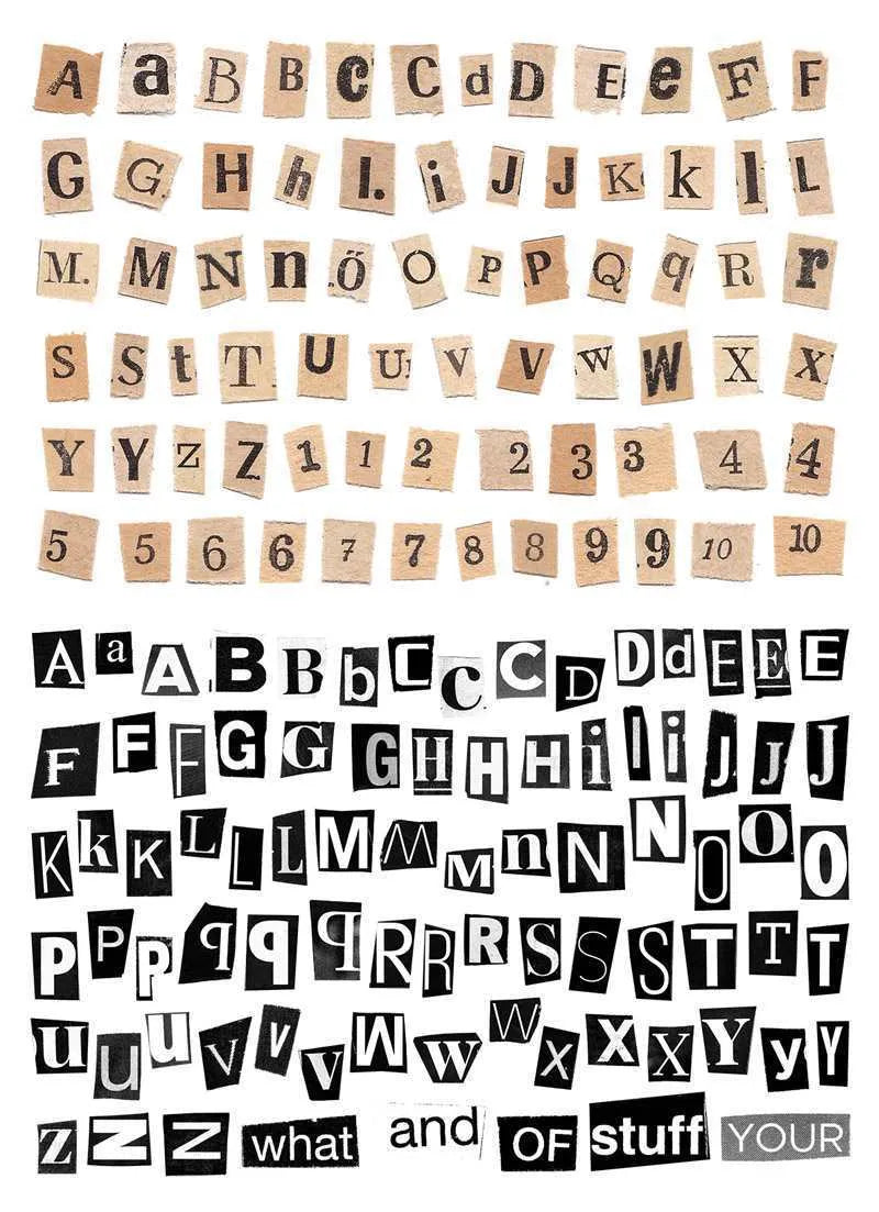 Set of cute printed English letter and weekly word stickers for labelling and crafts.