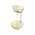Black and gold double-layer wrought iron fruit and vegetable storage basket