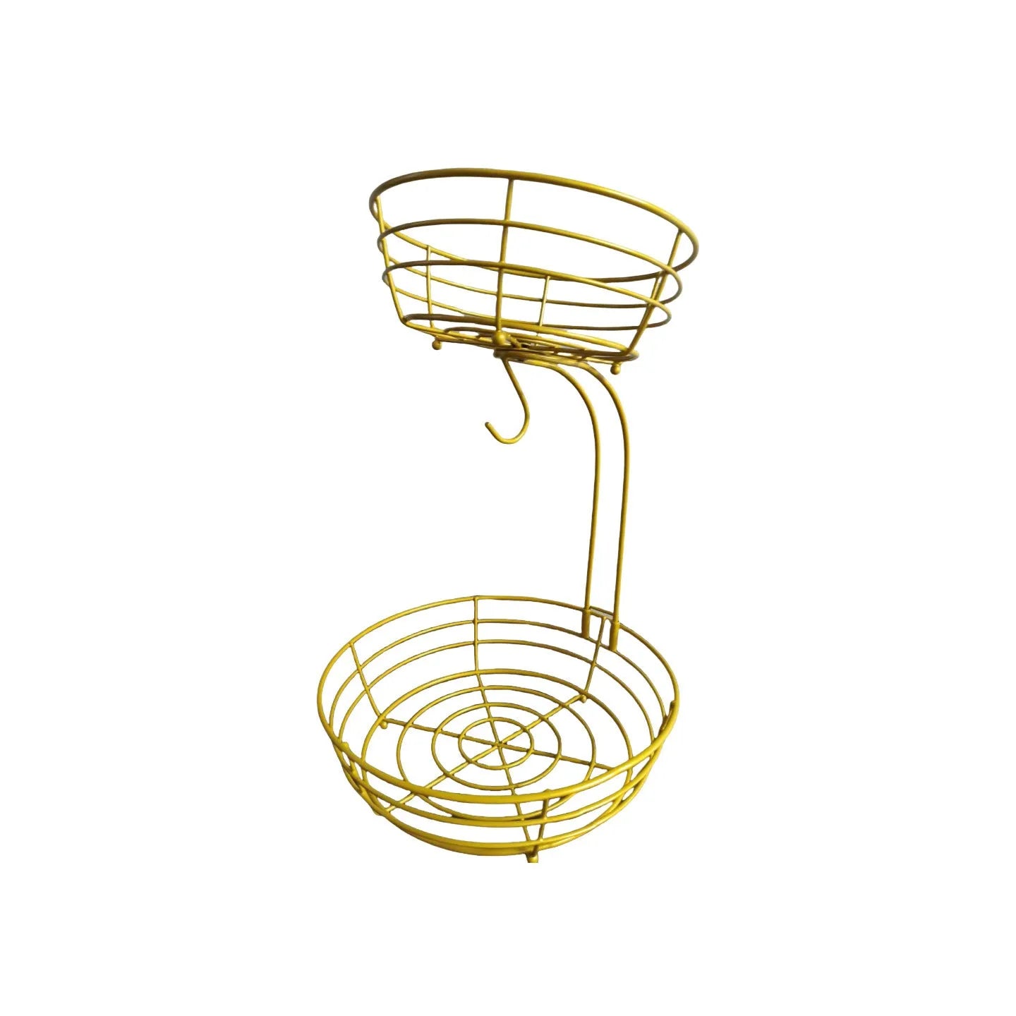 Black and gold double-layer wrought iron fruit and vegetable storage basket