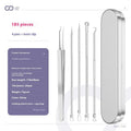 Four-piece metal acne needle set with ultra-fine pointed tips for blackhead removal