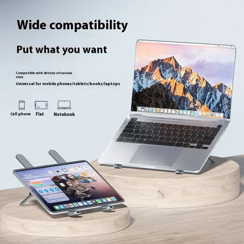 Aluminium alloy folding laptop cooling stand with twin fans and height adjustment mechanism