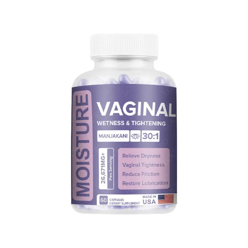 Bottle of 60 vaginal capsule dietary supplements for adult women