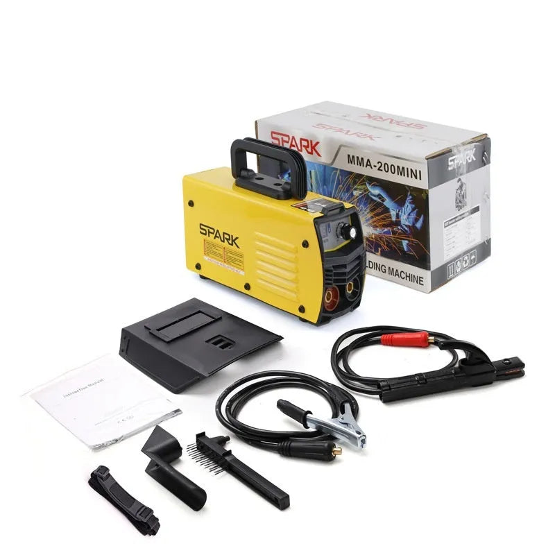 MMA-200MIN 220V DC inverter welding machine kit with face shield and clamps