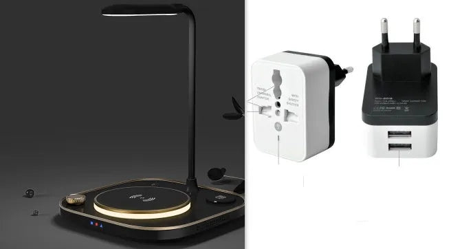 Black three-in-one wireless magnetic charger desk lamp with 15W fast charging for iPhones and Android phones