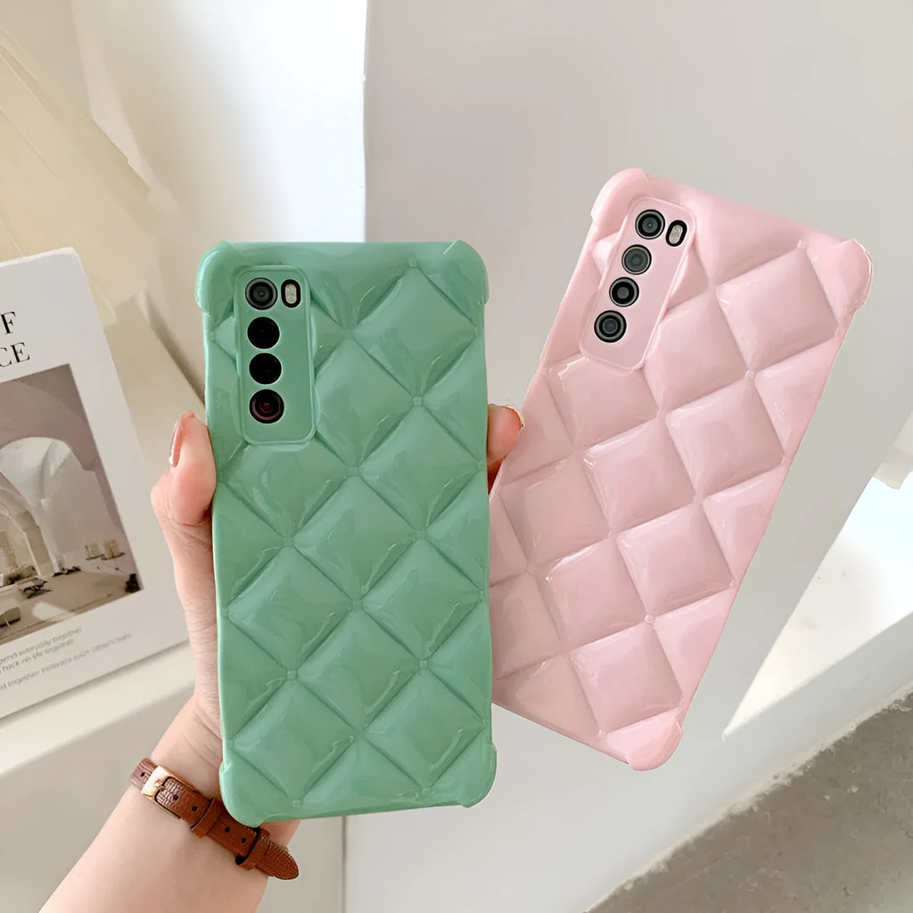 Silicone Huawei smartphone case in solid colours showing back cover design for P30 P40 Mate40 Nova series phones