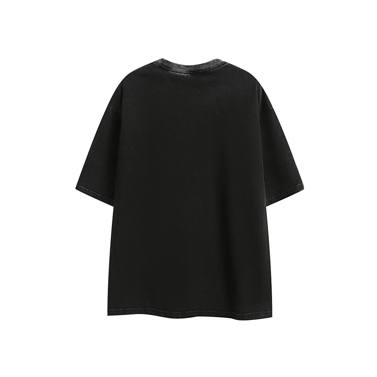 Purple loose-fit cotton t-shirt with embroidered detailing and a washed retro look on a hanger.