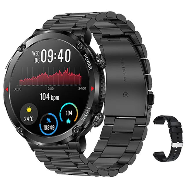 T30 Smart Watch with black silicone strap showing time and heart rate on screen