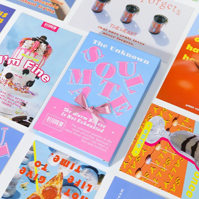 Two different themed postcard designs in fresh printed style for greeting messages