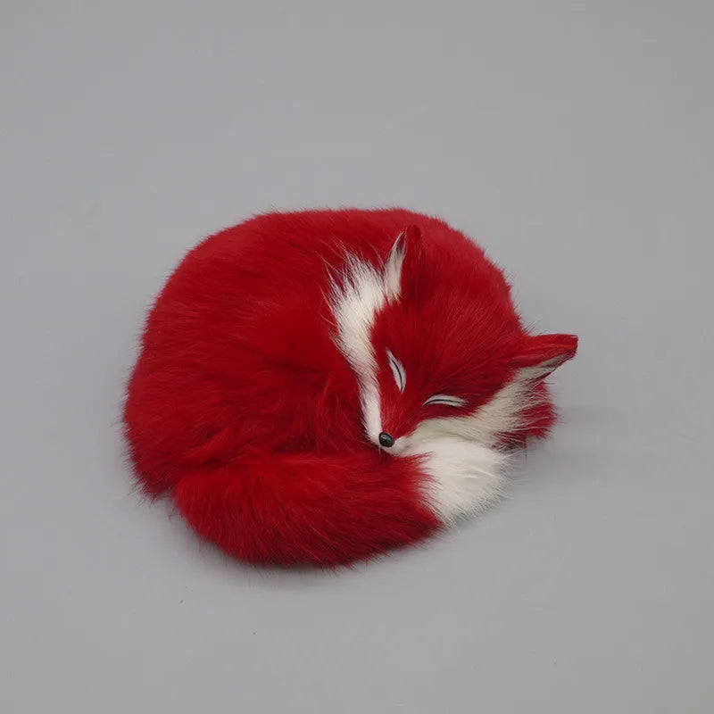 Artificial fox fur car decoration handicraft in red, white, or yellow colours measuring 15cm tall