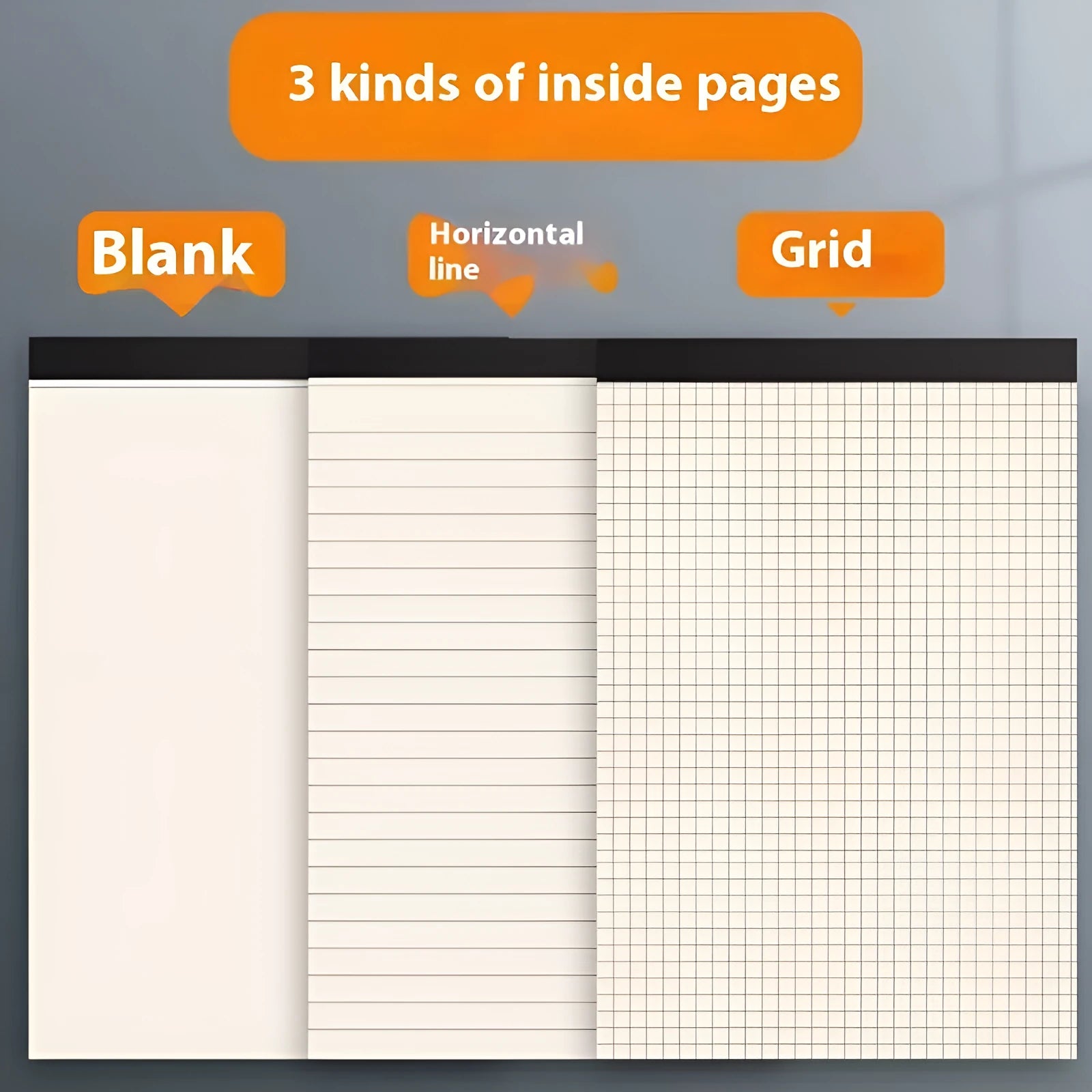 A5 and B5 thickening writing pads with tearable sheets in horizontal line, grid and blank paper options