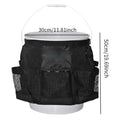 Black cylindrical polyester hanging storage bag for 5 gallon barrels with car washing tools