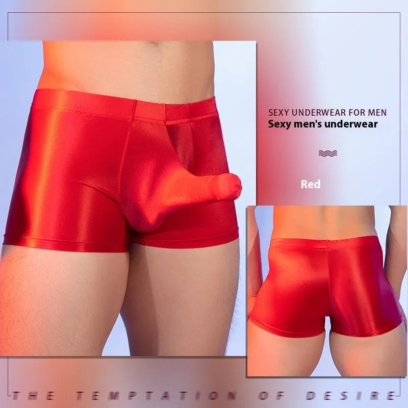 Men's animal year red boxer shorts with seamless nylon construction and mid waist design