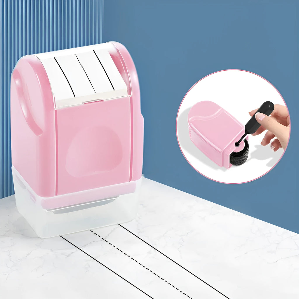 Plastic English line roller seal in seven colour options for educational stamping