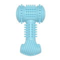 Blue bone-shaped dog chew toy with raised texture dots on surface