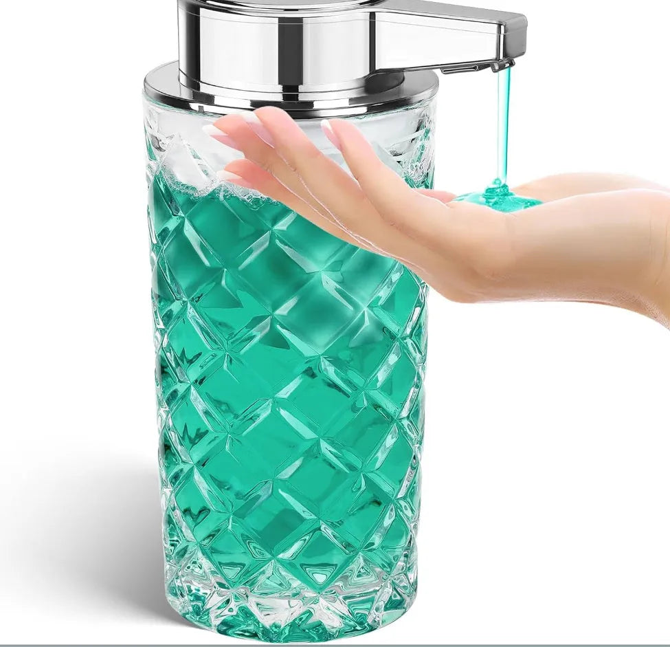 Automatic sensing soap dispenser with silver-plated finish and USB Type-C charging port