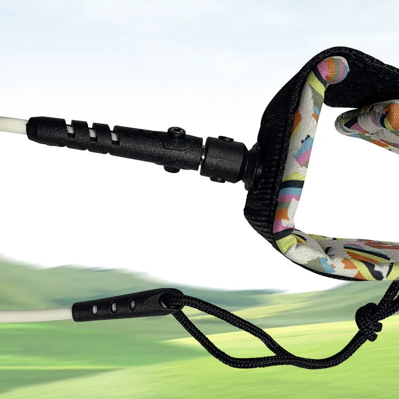 Surfboard hand holding rope with high elastic pulp fibre construction showing attachment point for watercraft equipment