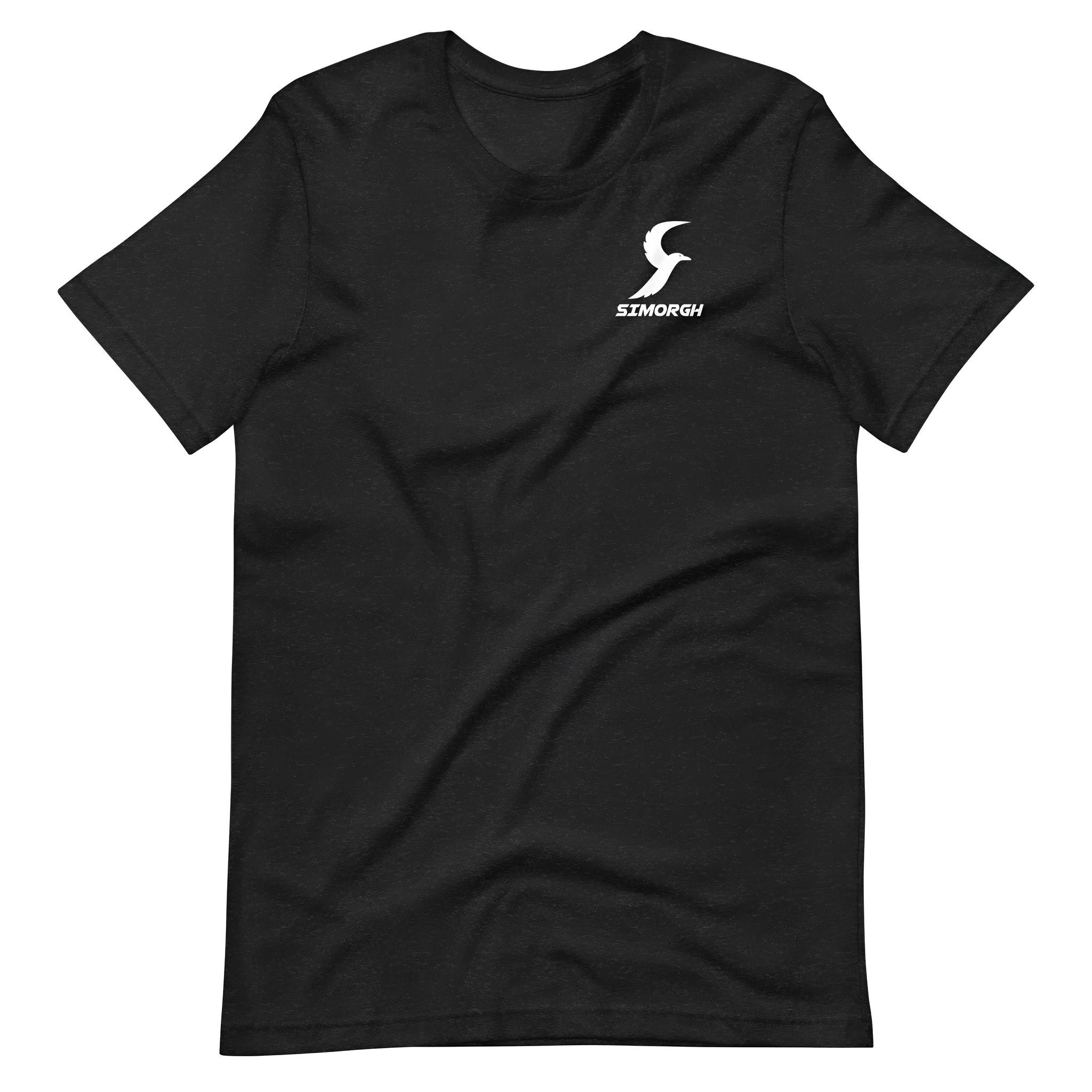 Black cotton T-shirt with short sleeves and round neckline