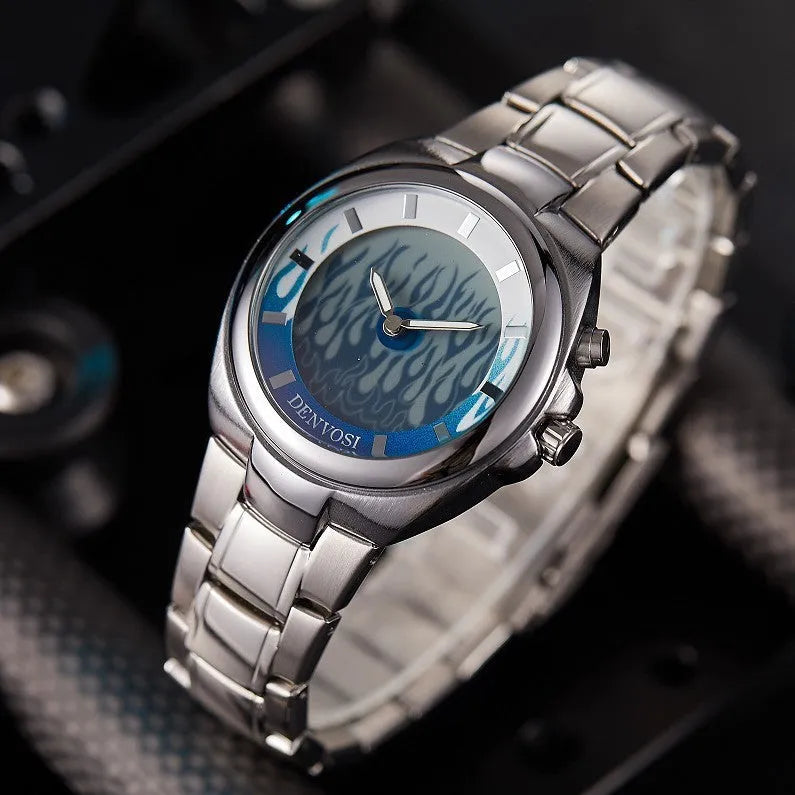 Y2K digital dual display men's watch with 40mm mineral glass face and stainless steel buckle