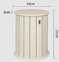 A stackable round metal dining stool in a modern style, shown in a choice of four colours.