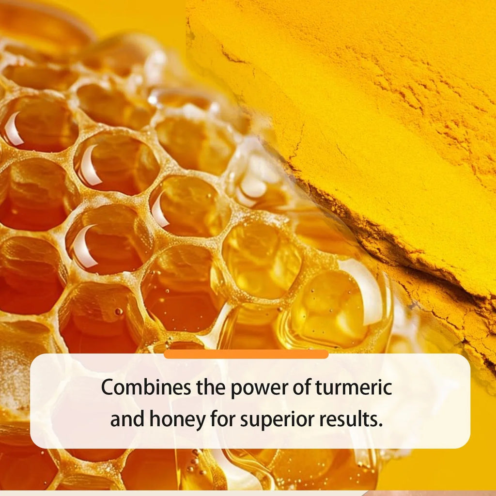 30ml amber glass bottle of turmeric honey essential oil with dropper in neutral packaging