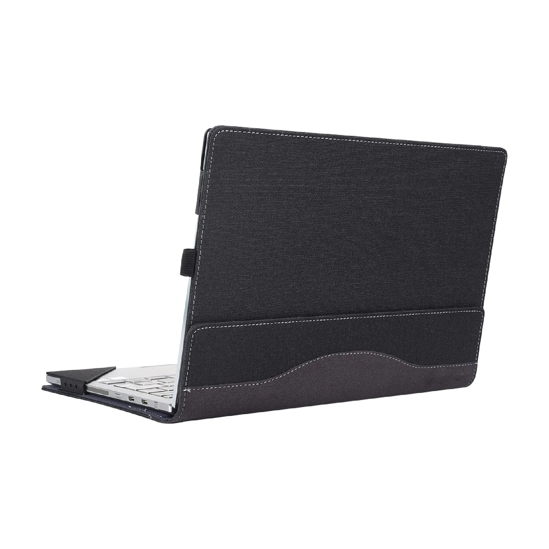 Black imitation leather protective sleeve for Microsoft Surface Laptop 6 with bracket closure