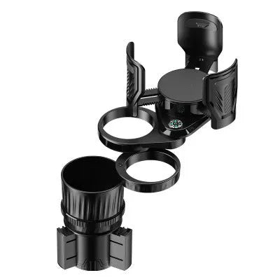 Carbon fibre black car drink holder with retractable adjustable base for vehicle centre console