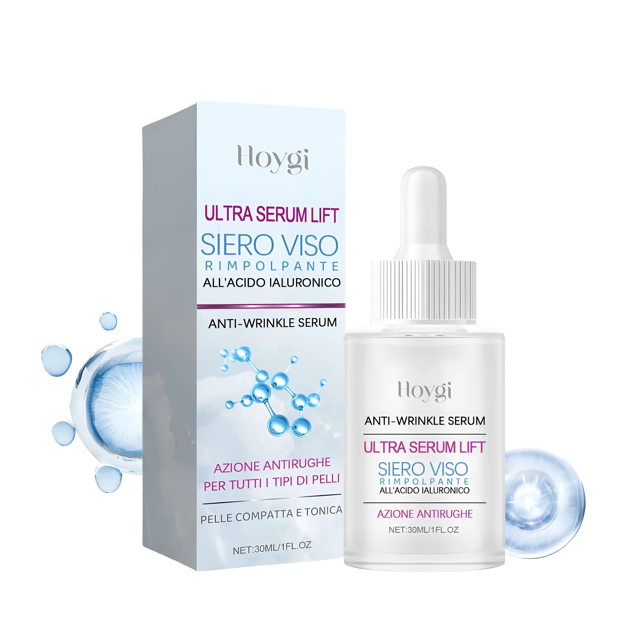 30ml bottle of hyaluronic acid anti-wrinkle facial essence solution
