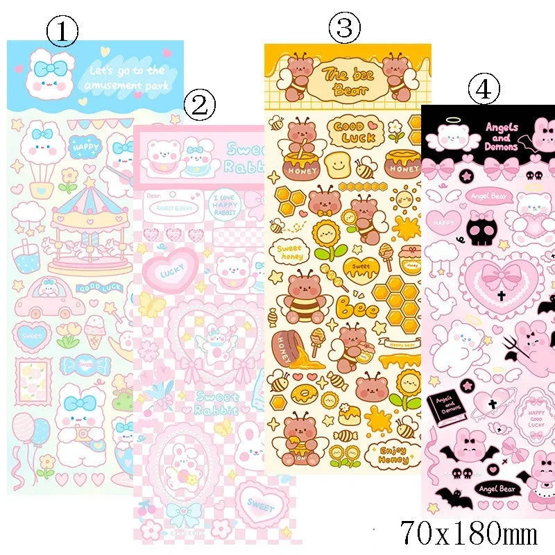 PVC waterproof cartoon-style decorative stickers for notebooks and planners.
