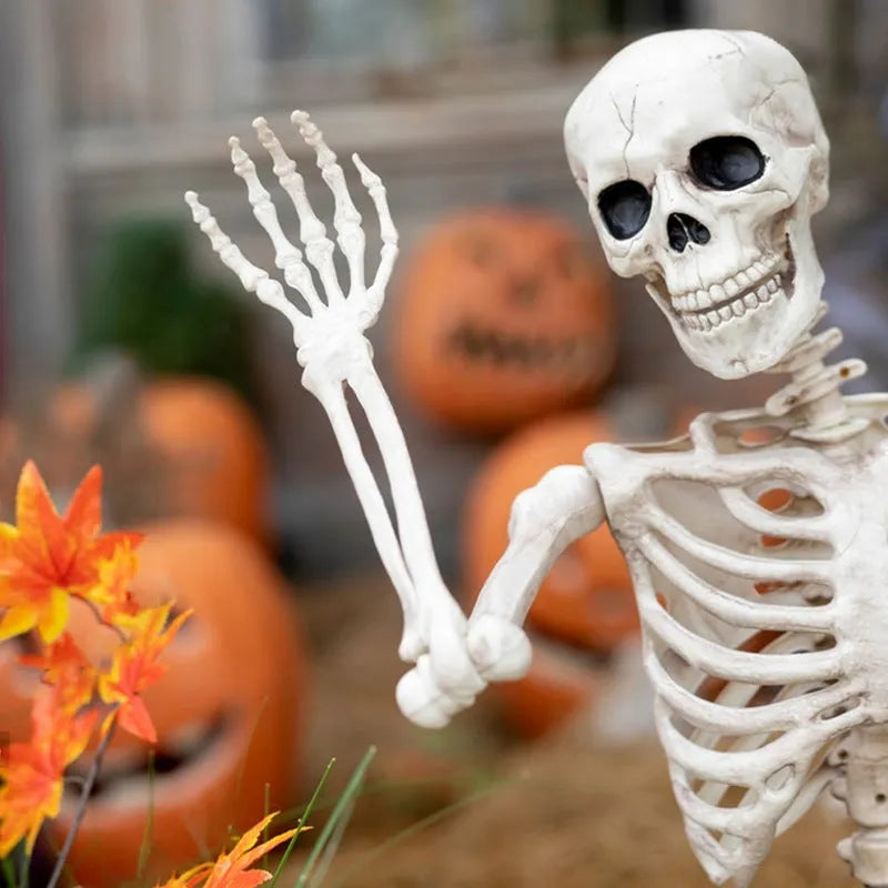 90cm tall plastic Halloween skeleton with movable joints for outdoor decoration