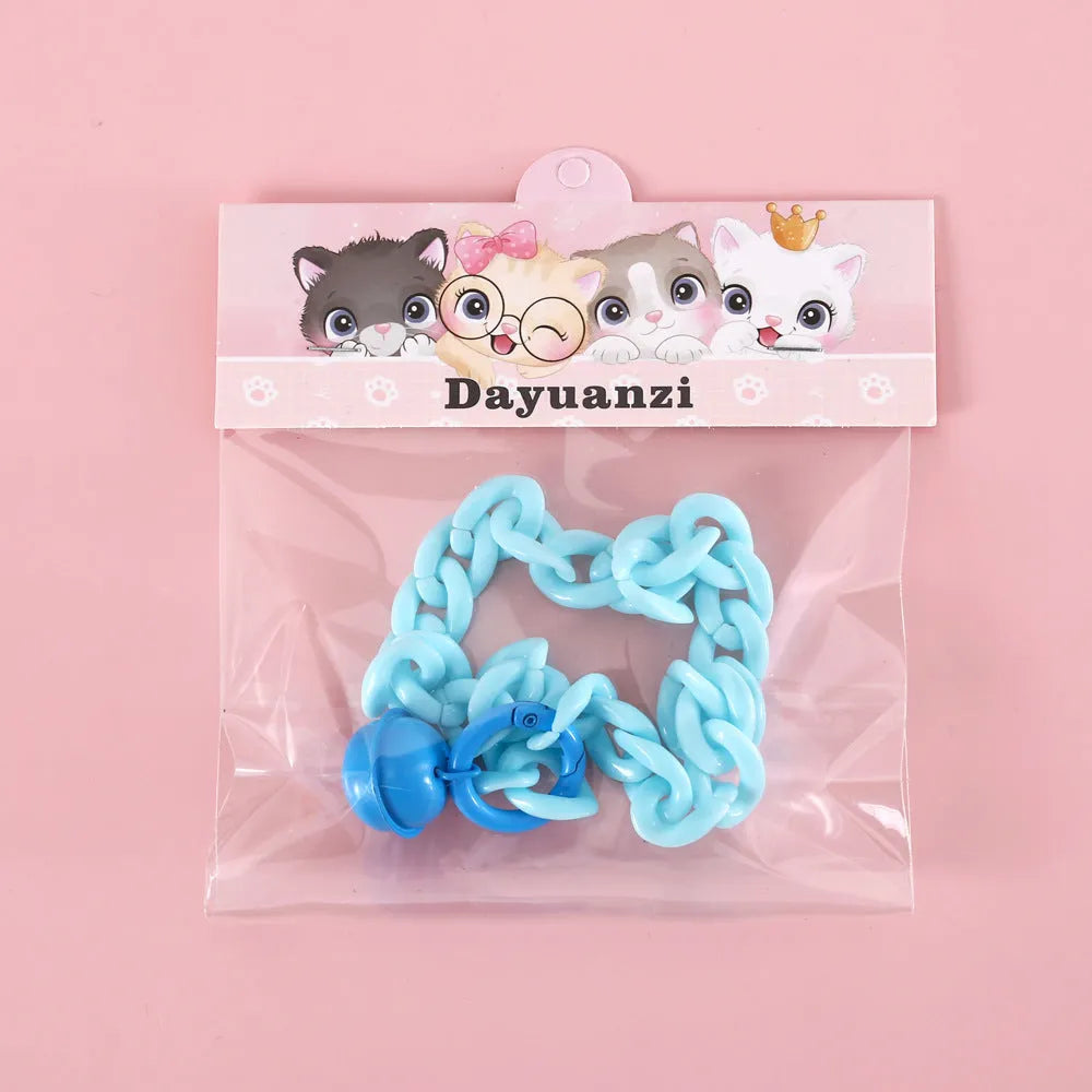 Plastic pet collar in macaron candy colours with chain design for cats, dogs and rabbits