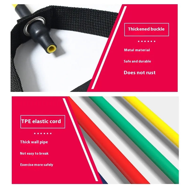 Colour-coded adjustable chest expander with TPE tension rope for home fitness