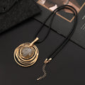 Gold tone geometric pendant necklace with snake chain for women, adjustable up to 80cm.