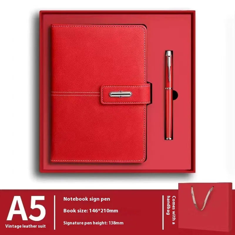 A5 PU leather notebook with wood-free paper in multiple colour options including black, red, green, blue and orange