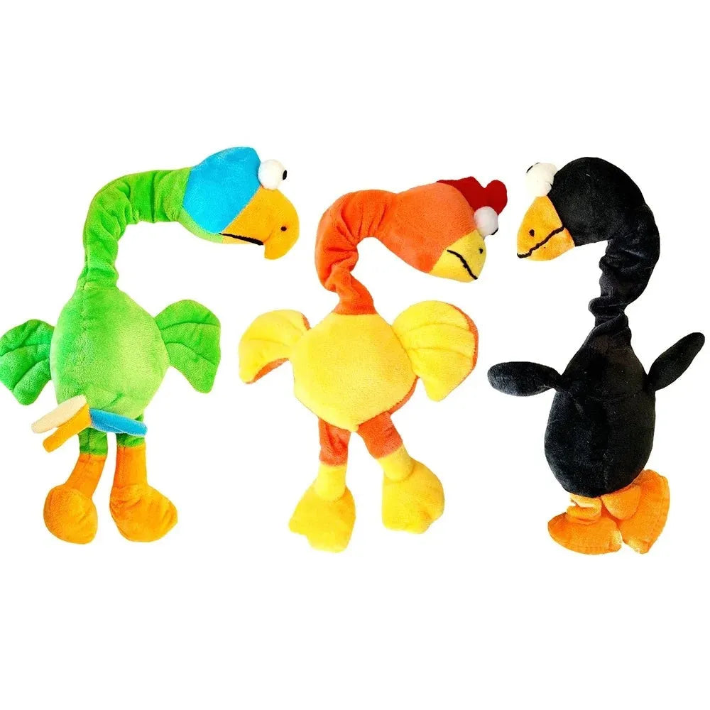 Screaming chicken squeaky dog toy in orange with bite-resistant construction