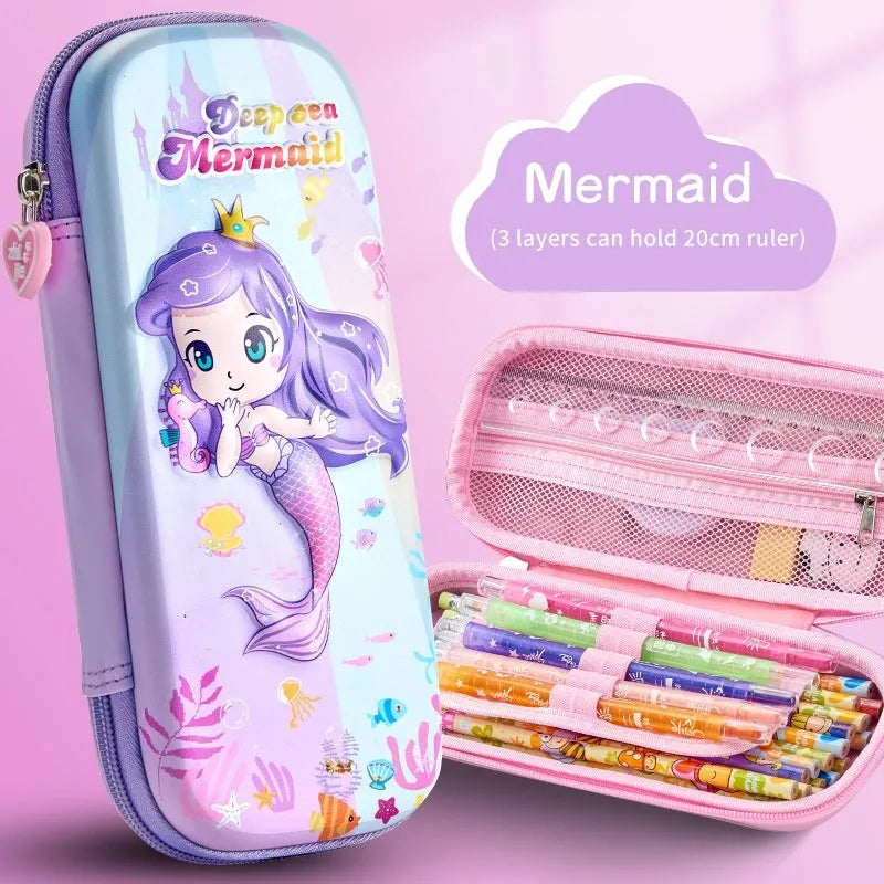 3D leather pencil case with zip closure showing one of 22 available colour pattern designs