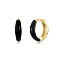 Geometric U-shaped silver earrings with an oval epoxy resin centre in a choice of seven colours.