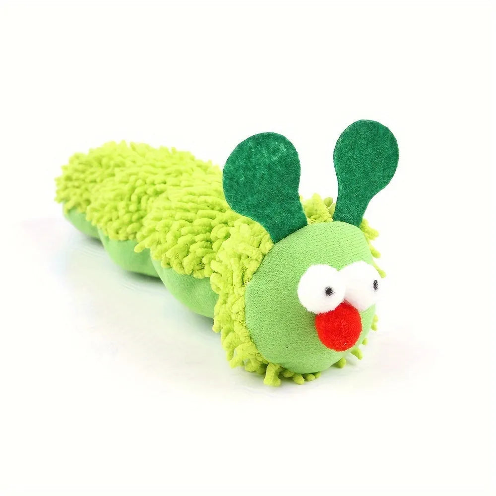 Green interactive plush cat toy pillow with rechargeable electronic motion sensor
