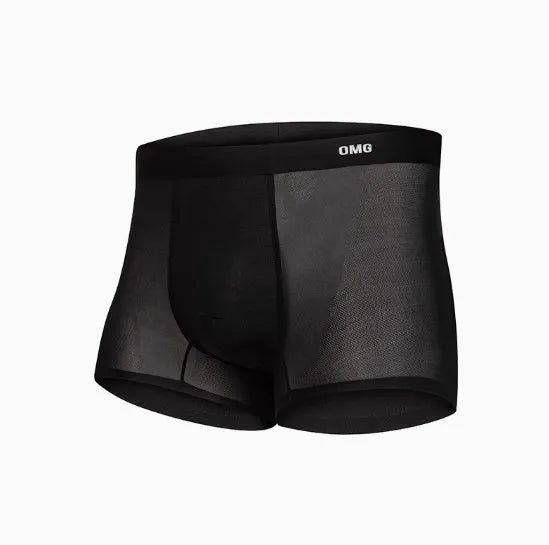 Men's lightweight seamless antibacterial sports underwear shown in black, blue, green, and silver colour options.