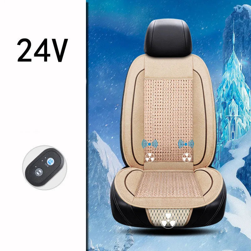 Square black car ventilation seat cushion with power cord for 12V or 24V systems