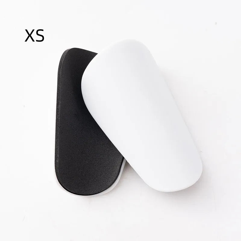 PU mini shin guards for football and sports protection in black, white, red and blue colours