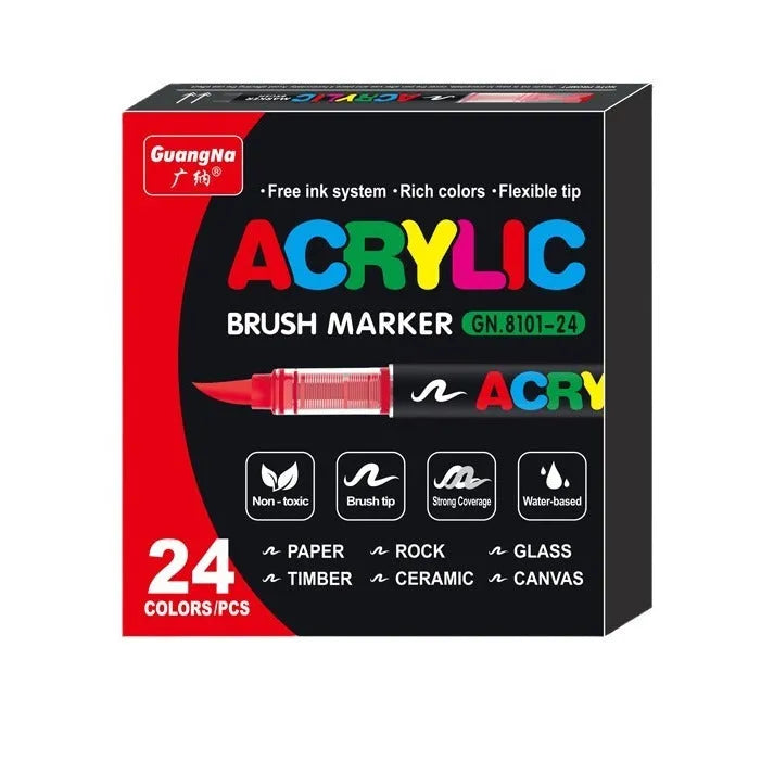 Set of straight liquid acrylic marker pens in multiple colours for art painting and graffiti projects