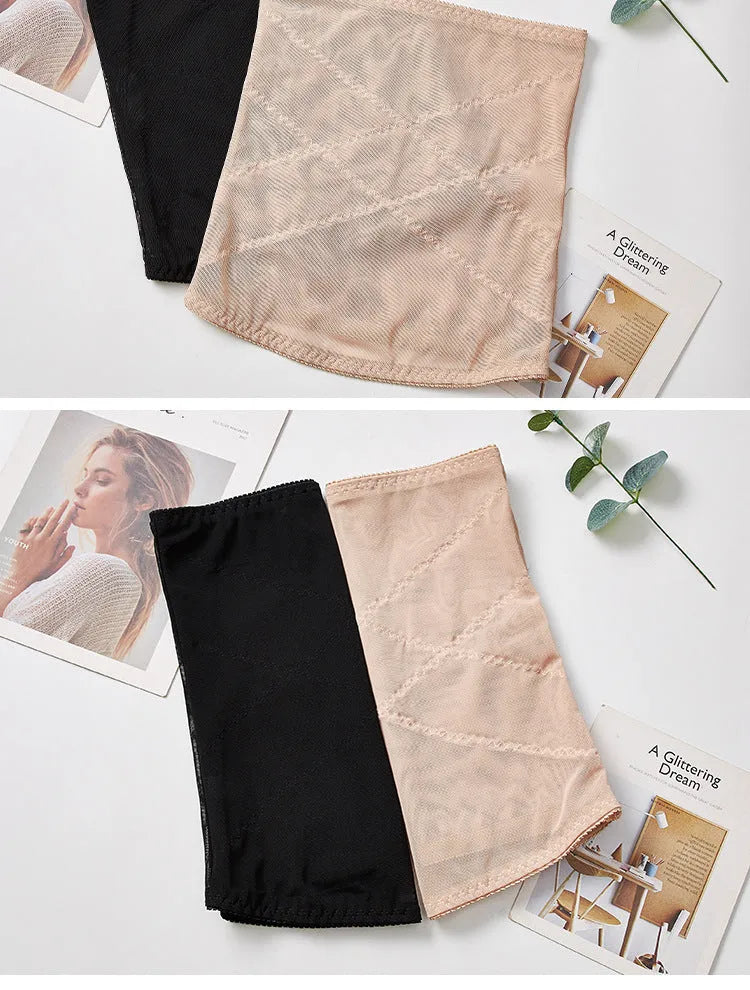 Mesh belly band body sculpting strap for postpartum waist trimming in black or skin colour