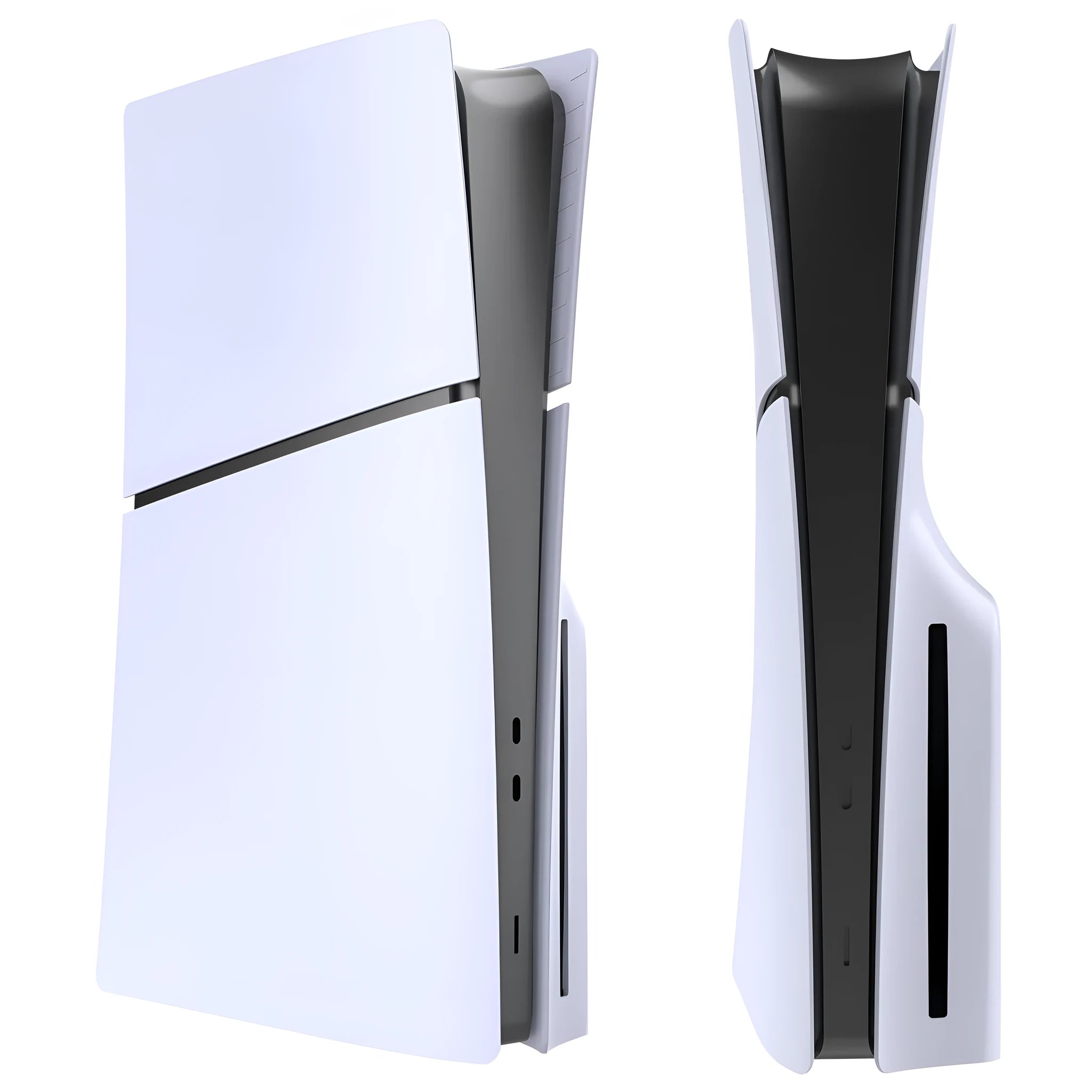 PS5 Slim protective replacement shell in ABS plastic with snap-on design showing front and side sections