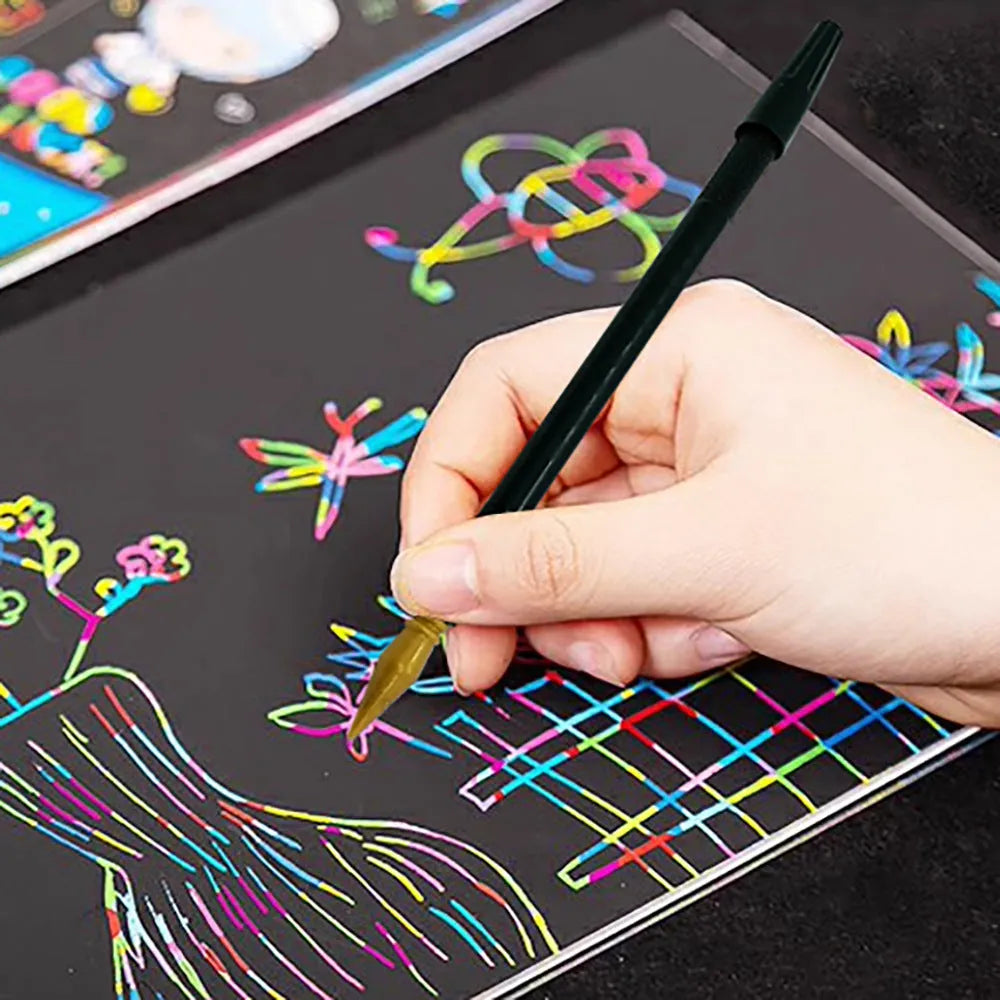 Plastic scratch art pen tool for children's creative activities and paper crafts