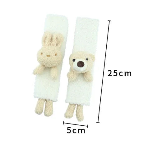 Cartoon rabbit and bear design lamb wool car seatbelt shoulder protector for passenger comfort