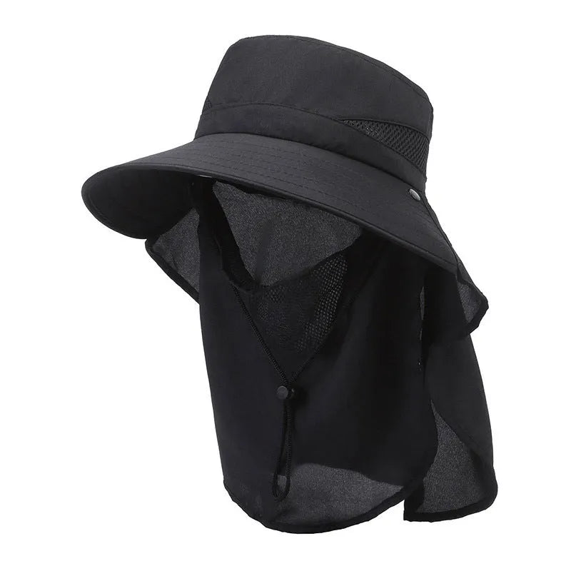 Men's adjustable polyester fisherman sun hat with wide brim in dark blue colour