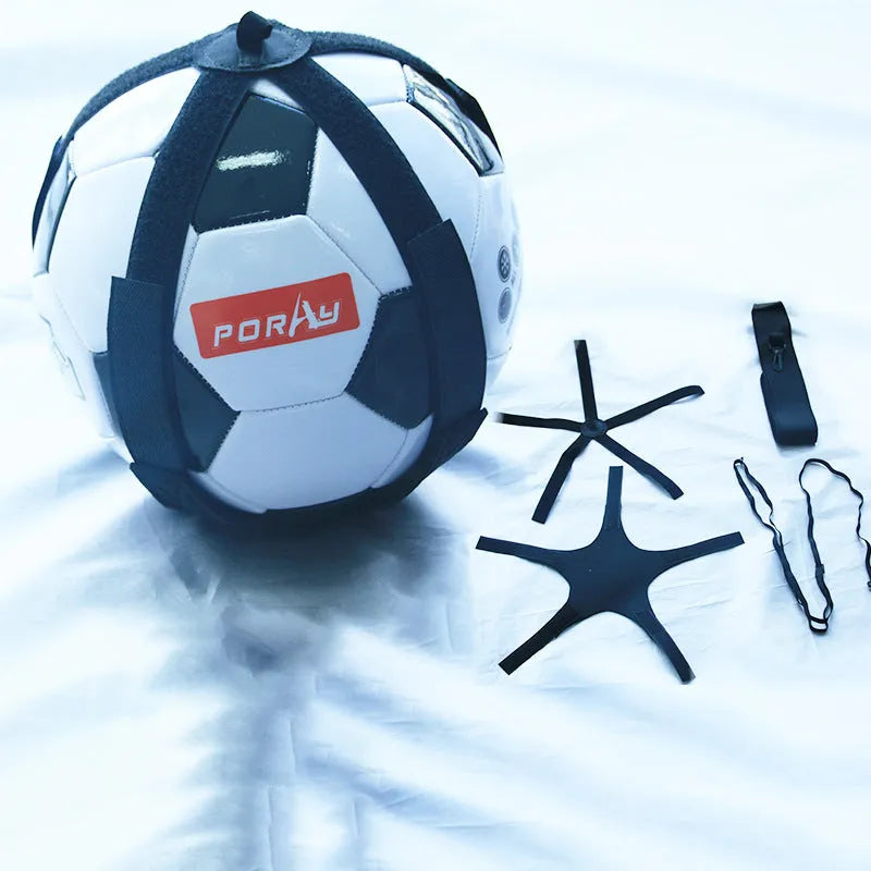 Black football juggling belt with rotating mechanism and 2 metre static length for foot skill training